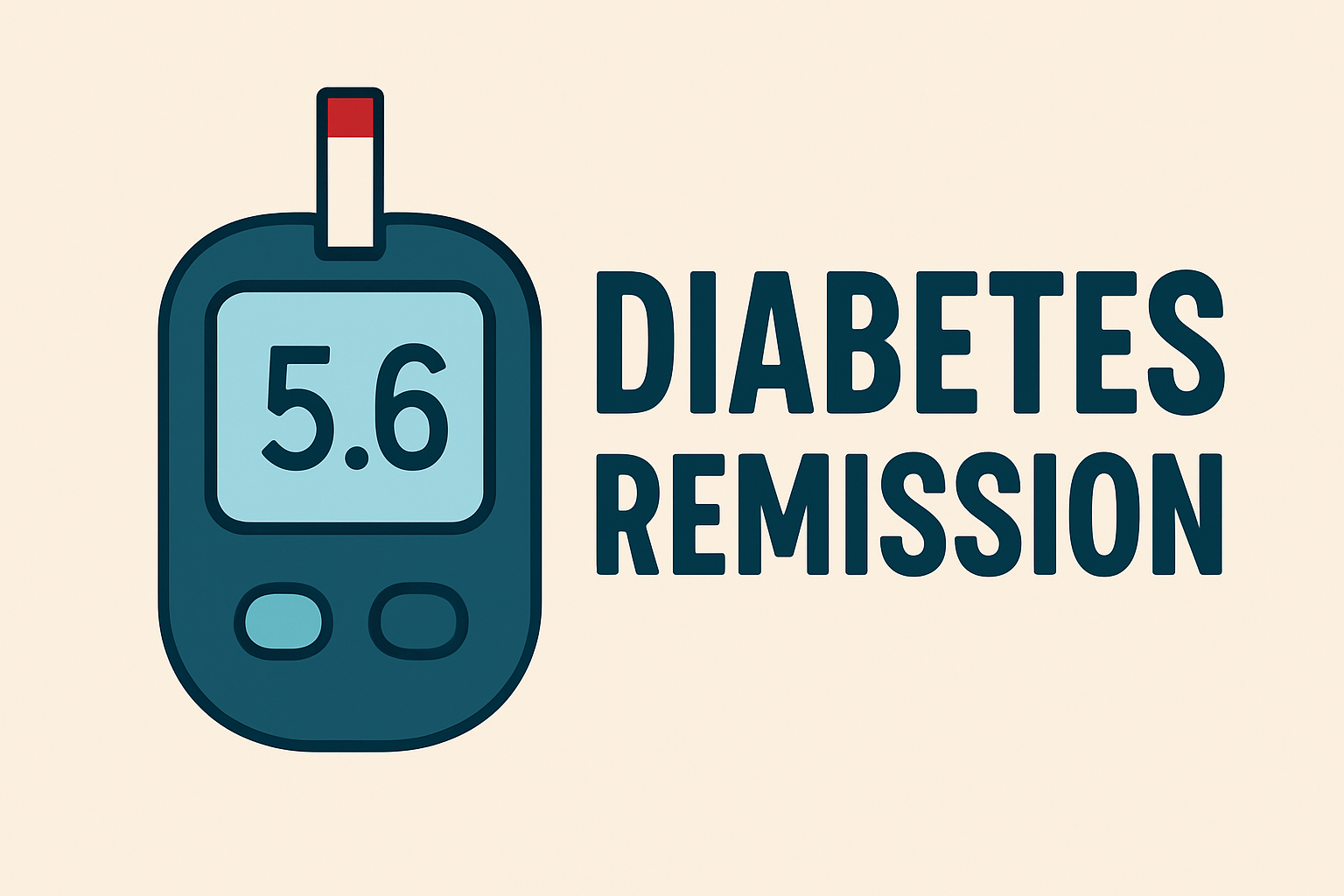 Illustration of a glucose meter with declining numbers and a heart symbol, showing the possibility of type 2 diabetes remission.